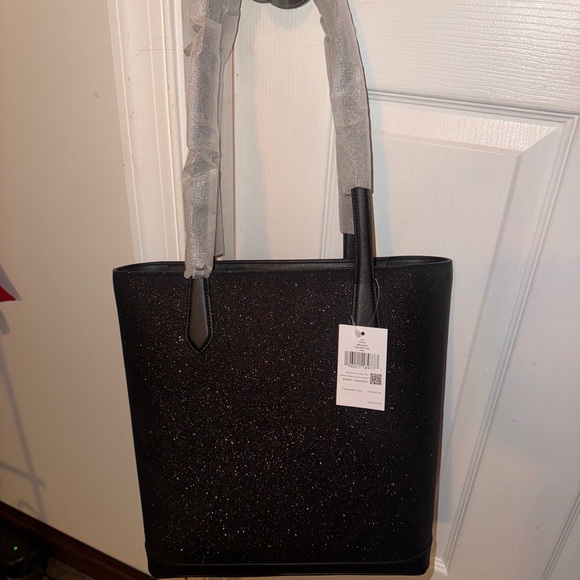Kate Spade K9338 Glitter Tinsel Tote Black New - Picture 3 of 3